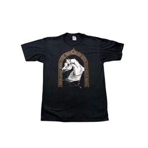 Vintage 90s Horse Girl Tee Rhinestone Gothic Western Graphic Shirt USA M